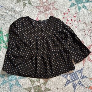 Madewell Black Top with Gold Heart Pattern Sz S